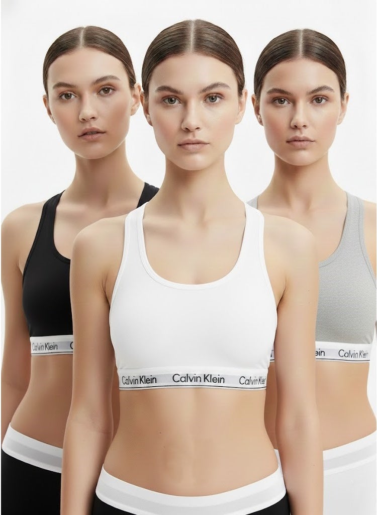 Calvin Klein Performance Women's 3-Piece Cotton Bra Set - Comfortable Sporty Design - Perfect for everyday wear and sports. - Size M - Image 4